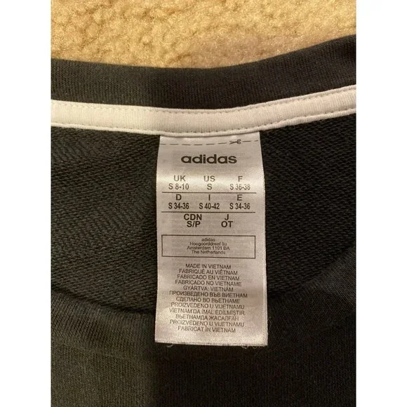Adidas Originals Spell Out Crew Neck Black  Sweatshirt Size Small - Picture 5 of 5